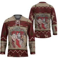 Cat And Sock Christmas Hockey Jersey Xmas Holiday Patterns - Wonder Print Shop