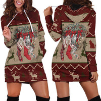 Cat And Sock Christmas Hoodie Dress Xmas Holiday Patterns - Wonder Print Shop