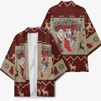 Cat And Sock Christmas Kimono Xmas Holiday Patterns - Wonder Print Shop