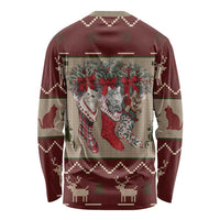 Cat And Sock Christmas Long Sleeve Shirt Xmas Holiday Patterns - Wonder Print Shop