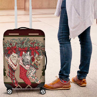 Cat And Sock Christmas Luggage Cover Xmas Holiday Patterns - Wonder Print Shop