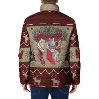 Cat And Sock Christmas Padded Jacket Xmas Holiday Patterns - Wonder Print Shop
