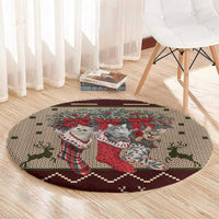 Cat And Sock Christmas Round Carpet Xmas Holiday Patterns - Wonder Print Shop
