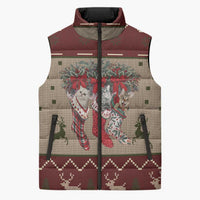 Cat And Sock Christmas Sleeveless Puffer Jacket Xmas Holiday Patterns - Wonder Print Shop