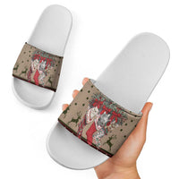 Cat And Sock Christmas Slide Sandals Xmas Holiday Patterns - Wonder Print Shop