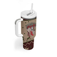 Cat And Sock Christmas Tumbler With Handle Xmas Holiday Patterns - Wonder Print Shop