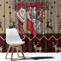 Cat And Sock Christmas Window Curtain Xmas Holiday Patterns - Wonder Print Shop