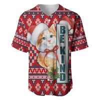 Cat Be Kind Christmas Baseball Jersey Xmas Holiday Patterns - Wonder Print Shop