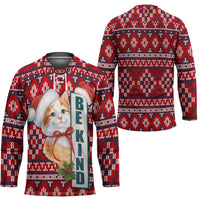 Cat Be Kind Christmas Hockey Jersey Xmas Holiday Patterns - Wonder Print Shop