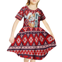 Cat Be Kind Christmas Kid Short Sleeve Dress Xmas Holiday Patterns - Wonder Print Shop
