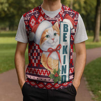Cat Be Kind Christmas Knitted V-Neck Vest Xmas Holiday Patterns - Wonder Print Shop