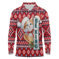 Cat Be Kind Christmas Long Sleeve Polo Shirt Xmas Holiday Patterns - Wonder Print Shop