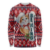 Cat Be Kind Christmas Long Sleeve Shirt Xmas Holiday Patterns - Wonder Print Shop