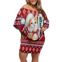 Cat Be Kind Christmas Off Shoulder Short Dress Xmas Holiday Patterns - Wonder Print Shop