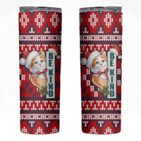 Cat Be Kind Christmas Skinny Tumbler Xmas Holiday Patterns - Wonder Print Shop