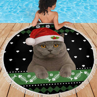 Cat Be Nice Christmas Beach Blanket Xmas Holiday Patterns - Wonder Print Shop