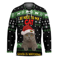 Cat Be Nice Christmas Hockey Jersey Xmas Holiday Patterns - Wonder Print Shop
