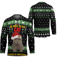 Cat Be Nice Christmas Hockey Jersey Xmas Holiday Patterns - Wonder Print Shop