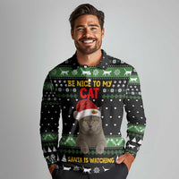 Cat Be Nice Christmas Long Sleeve Polo Shirt Xmas Holiday Patterns - Wonder Print Shop