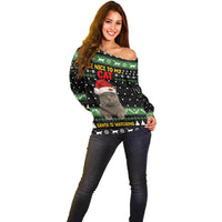 Cat Be Nice Christmas Off Shoulder Sweater Xmas Holiday Patterns - Wonder Print Shop