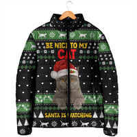 Cat Be Nice Christmas Padded Jacket Xmas Holiday Patterns - Wonder Print Shop
