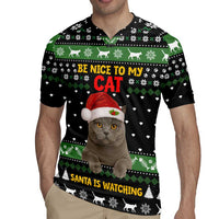 Cat Be Nice Christmas Rugby Jersey Xmas Holiday Patterns - Wonder Print Shop