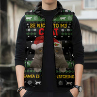 Cat Be Nice Christmas Sleeveless Puffer Jacket Xmas Holiday Patterns - Wonder Print Shop
