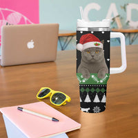 Cat Be Nice Christmas Tumbler With Handle Xmas Holiday Patterns - Wonder Print Shop