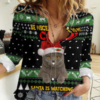 Cat Be Nice Christmas Women Casual Shirt Xmas Holiday Patterns - Wonder Print Shop
