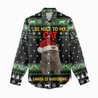Cat Be Nice Christmas Women Casual Shirt Xmas Holiday Patterns - Wonder Print Shop