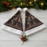 Cat Bookcase Christmas Santa Hat Xmas Holiday Patterns - Wonder Print Shop