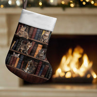 Cat Bookcase Christmas Stocking Xmas Holiday Patterns - Wonder Print Shop