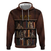 Cat Bookcase Christmas Hoodie Xmas Holiday Patterns - Wonder Print Shop