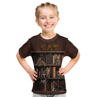 Cat Bookcase Christmas Kid T Shirt Xmas Holiday Patterns - Wonder Print Shop