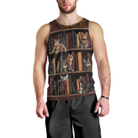 Cat Bookcase Christmas Men Tank Top Xmas Holiday Patterns - Wonder Print Shop