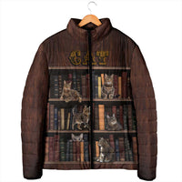 Cat Bookcase Christmas Padded Jacket Xmas Holiday Patterns - Wonder Print Shop