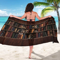 Cat Bookcase Christmas Sarong Xmas Holiday Patterns - Wonder Print Shop