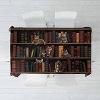 Cat Bookcase Christmas Tablecloth Xmas Holiday Patterns - Wonder Print Shop