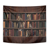 Cat Bookcase Christmas Tapestry Xmas Holiday Patterns - Wonder Print Shop
