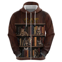 Cat Bookcase Christmas Zip Hoodie Xmas Holiday Patterns - Wonder Print Shop