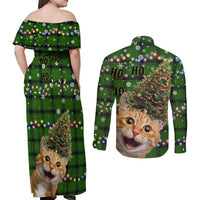 Cat Christmas Tree Couples Matching Off Shoulder Maxi Dress and Long Sleeve Button Shirt Xmas Holiday Patterns - Wonder Print Shop