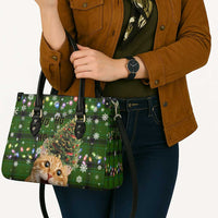Cat Christmas Tree Leather Bag Xmas Holiday Patterns - Wonder Print Shop