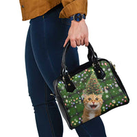 Cat Christmas Tree Shoulder Handbag Xmas Holiday Patterns - Wonder Print Shop