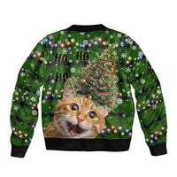 Cat Christmas Tree Sleeve Zip Bomber Jacket Xmas Holiday Patterns - Wonder Print Shop