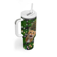Cat Christmas Tree Tumbler With Handle Xmas Holiday Patterns - Wonder Print Shop