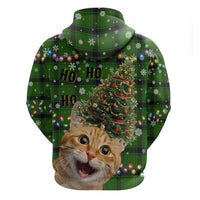 Cat Christmas Tree Zip Hoodie Xmas Holiday Patterns - Wonder Print Shop