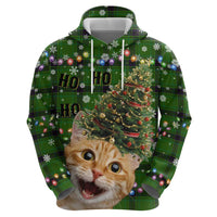 Cat Christmas Tree Zip Hoodie Xmas Holiday Patterns - Wonder Print Shop