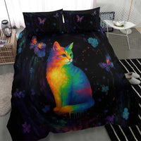 Cat Colorful Christmas Bedding Set Xmas Holiday Patterns - Wonder Print Shop