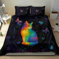 Cat Colorful Christmas Bedding Set Xmas Holiday Patterns - Wonder Print Shop