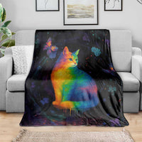 Cat Colorful Christmas Blanket Xmas Holiday Patterns - Wonder Print Shop